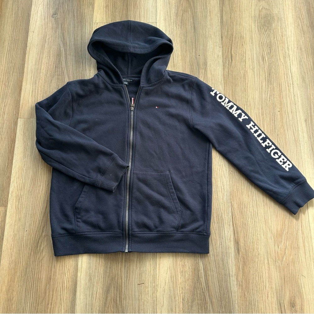 Tommy Hilfiger Boys Dark Blue Zip-Up Hoodie 14/16 Large
